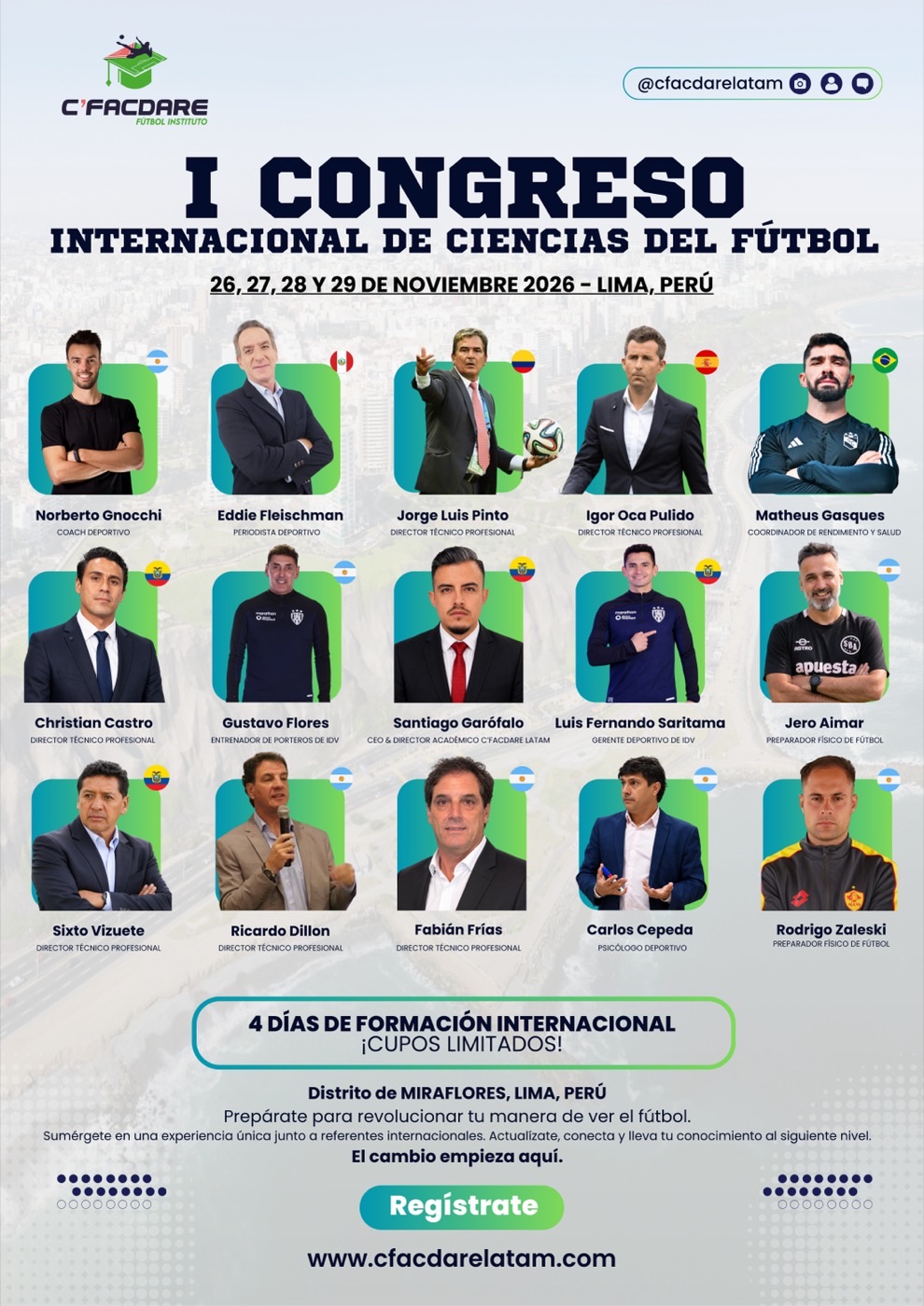 Flyer de la convocatoria de C&rsquo;FACDARE Fútbol Instituto LATAM